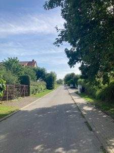 Blick der Straße am Baugrundstück in Aseleben am Süßen See zu kaufen